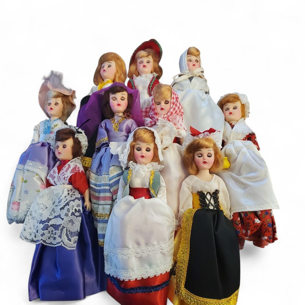 Lot of 10 Vintage Blue Bonnet Margarine Dolls of the World